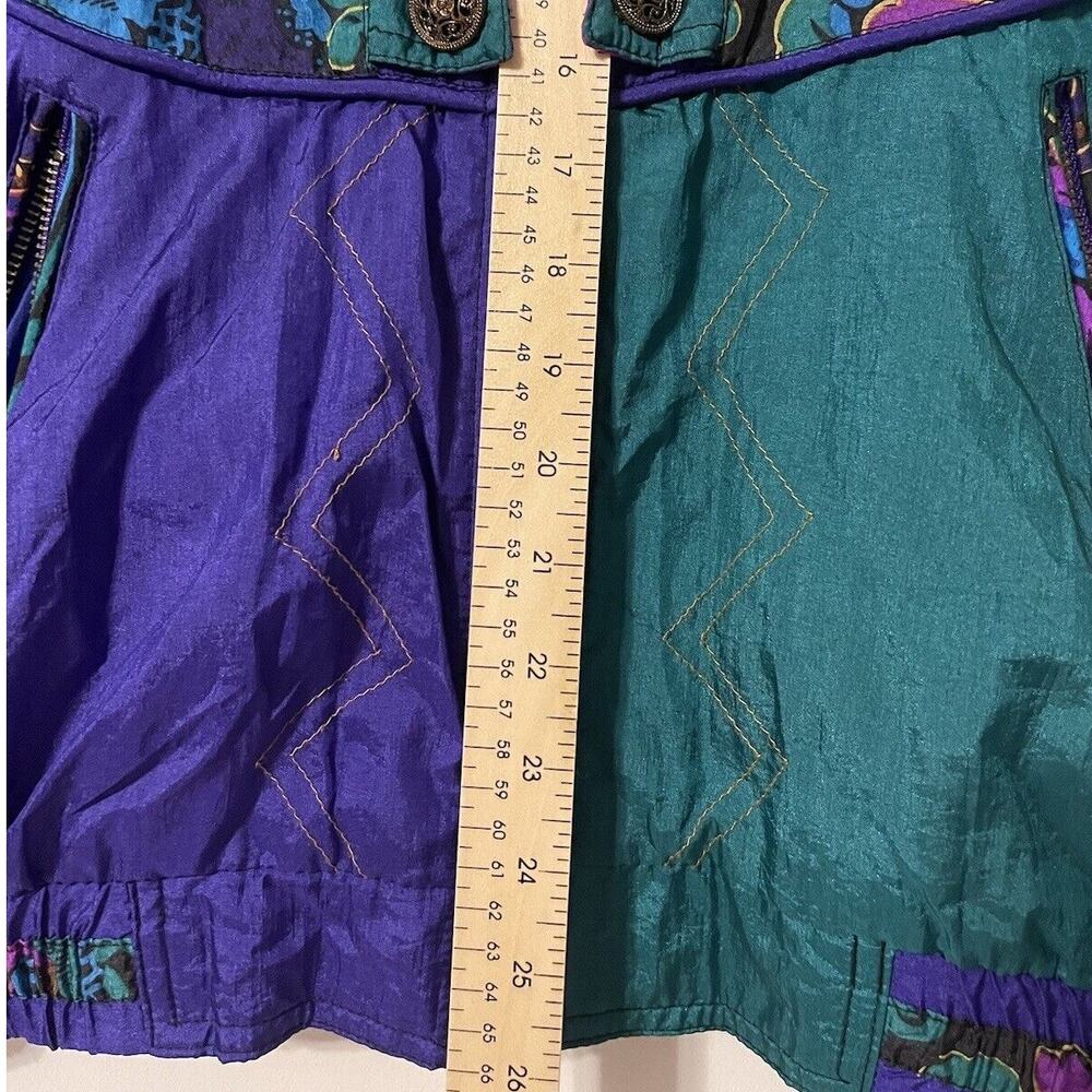 Gallery Sport Vtg Ski Jacket S Wind Breaker Peacock Quilted Paisley Purple Green - Picture 8 of 9